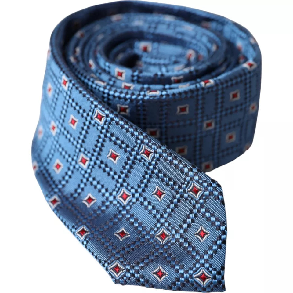Corbata de hombre ajustable 100% seda con estampado azul de Dolce & Gabbana