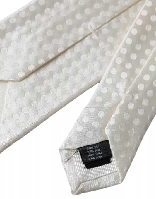 Corbata de seda blanca con lunares, clásica y ajustable, para hombre, de Dolce & Gabbana