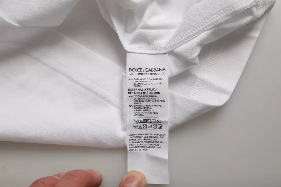 Camiseta de manga corta de cuello redondo de algodón blanco de Dolce & Gabbana