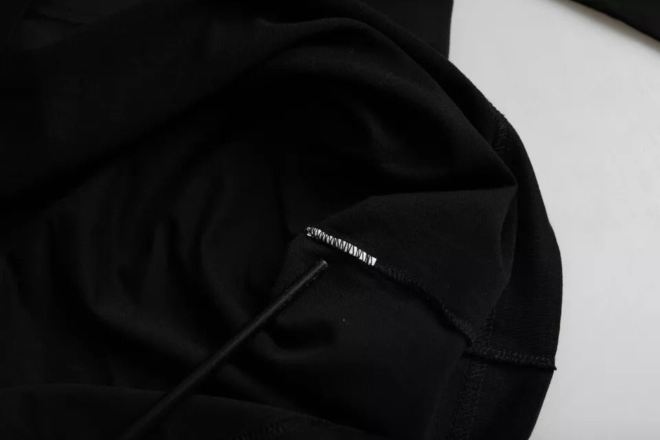Camiseta de algodón negro con cuello redondo y logo repujado de Dolce & Gabbana