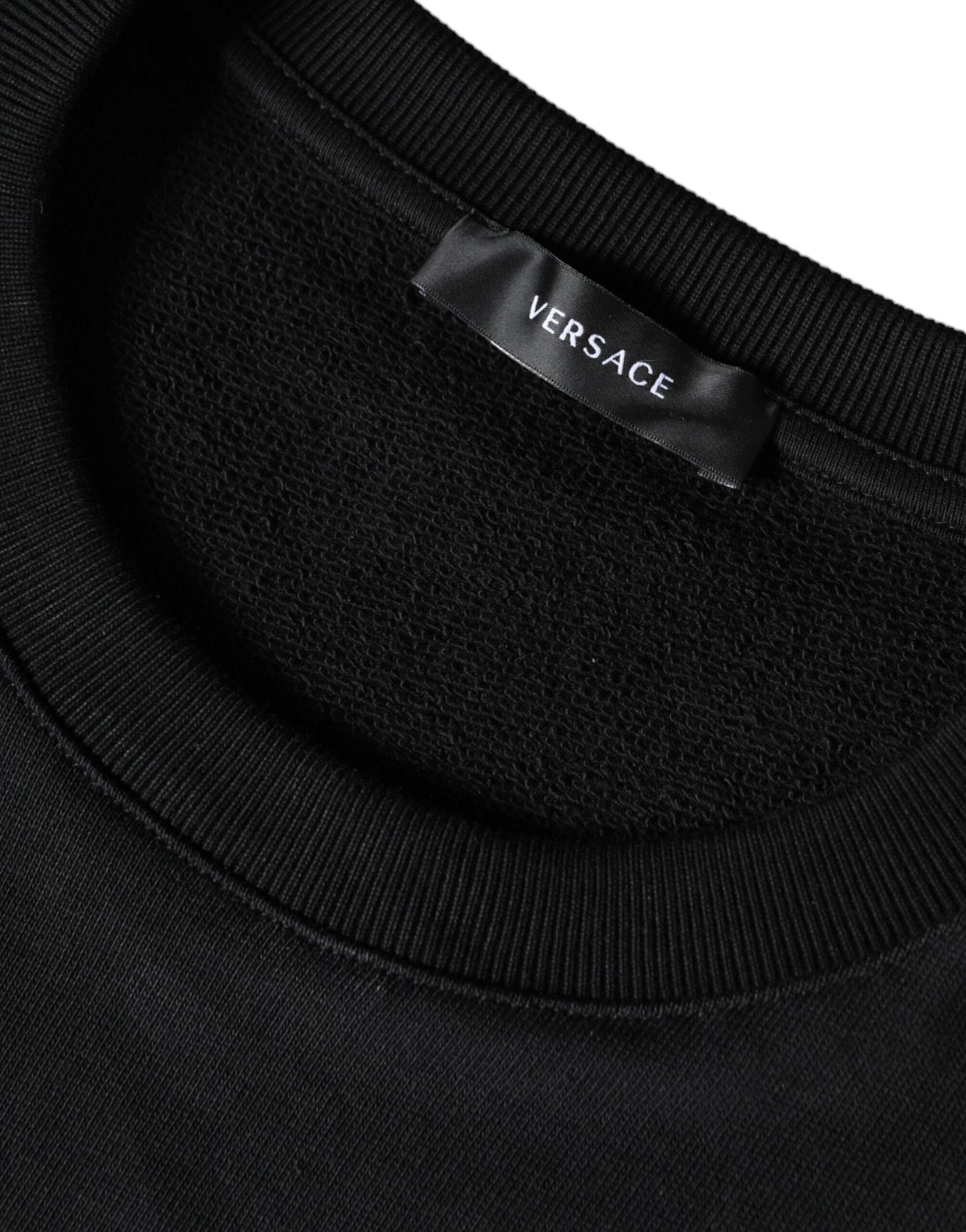 Sudadera de cuello redondo de algodón con forro polar y Medusa negra de Versace