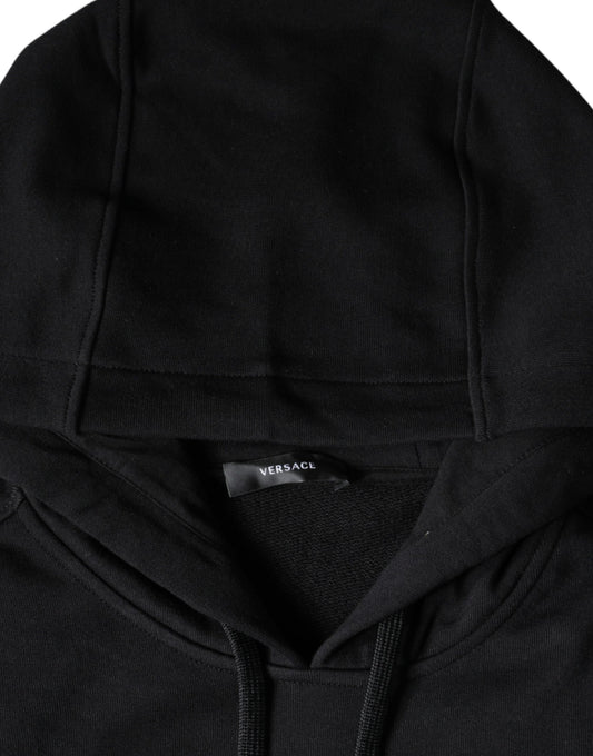 Sudadera con capucha y estampado de Medusa negra de algodón Versace