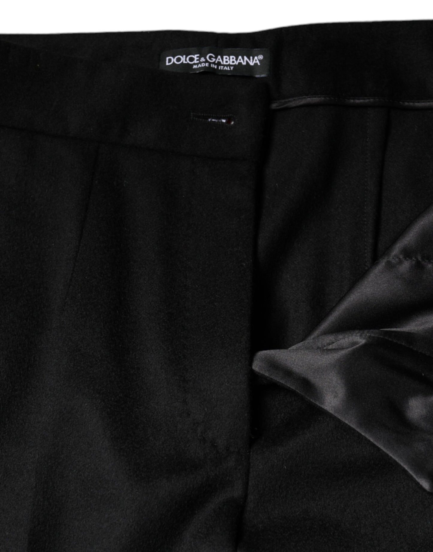 Pantalones de mujer Dolce & Gabbana de cachemir negro de tiro medio con corte de bota