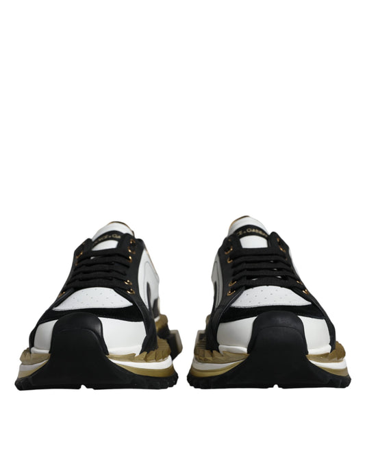 Zapatillas Dolce & Gabbana SUPER KING de oro blanco y piel negra