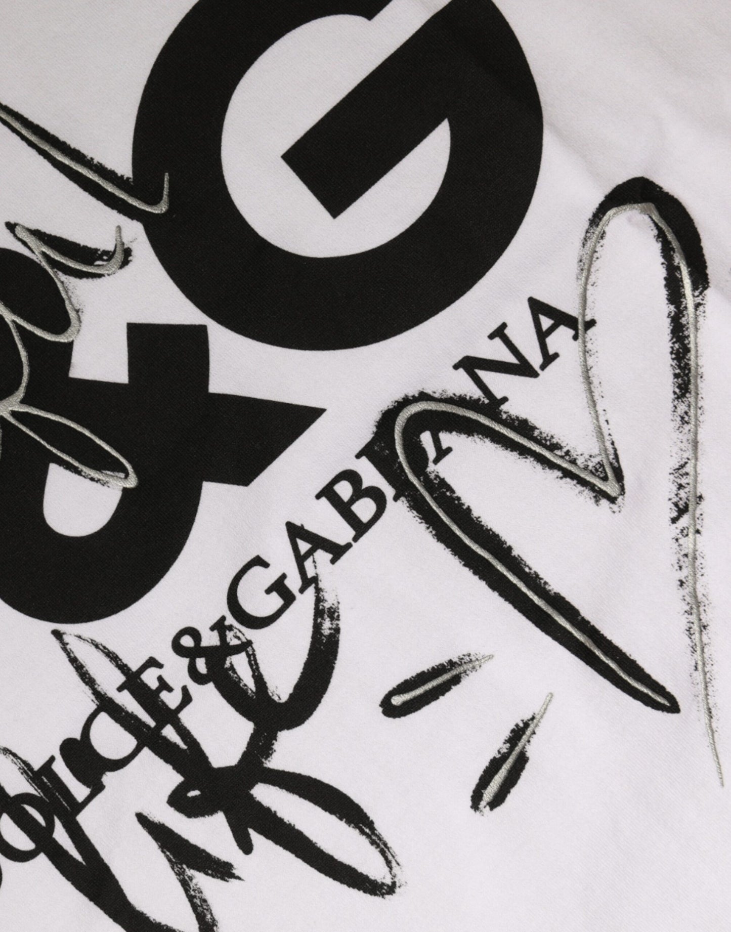 Camiseta de cuello redondo de algodón blanco con logo estampado de Dolce & Gabbana