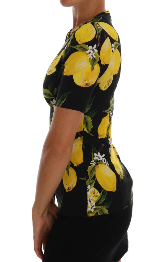 Camiseta elástica de seda con estampado de limones multicolor de Dolce & Gabbana