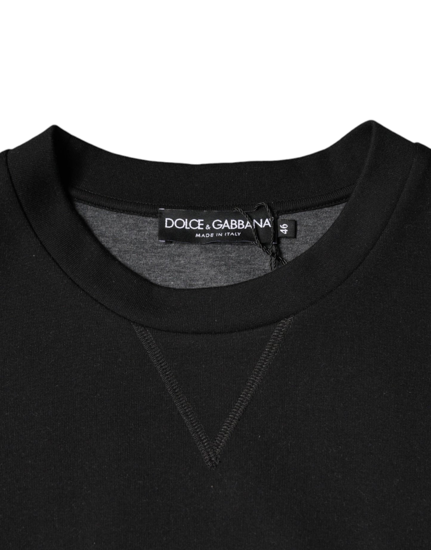 Dolce & Gabbana Suéter con cuello redondo y logo estampado negro