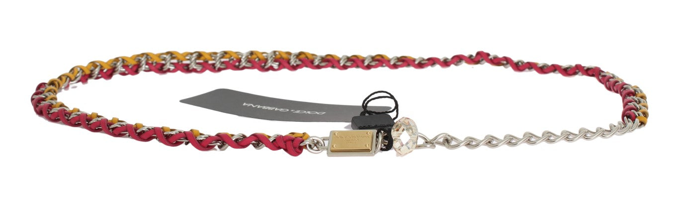 Cinturón de piel con cristales rojo y amarillo Dolce & Gabbana