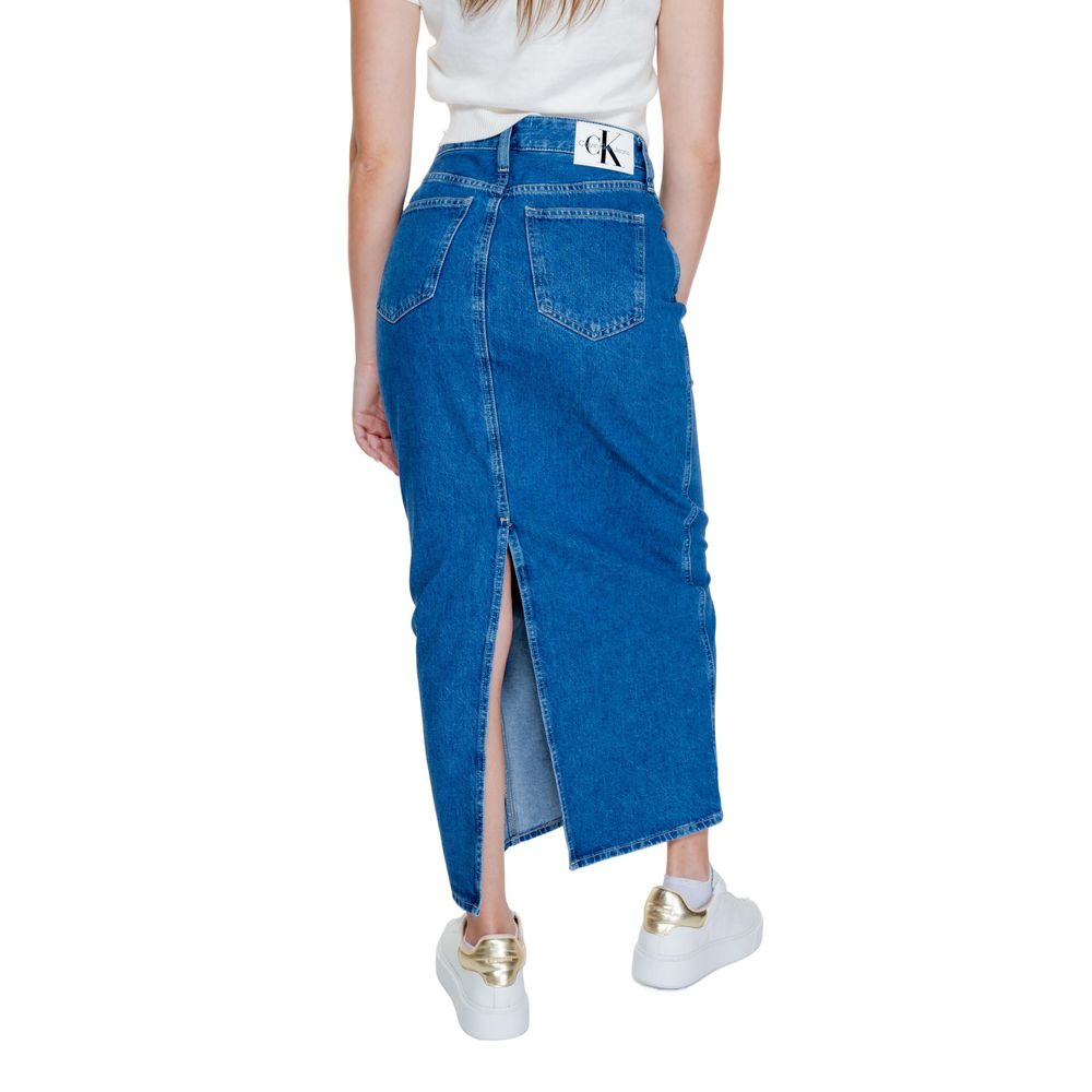 Falda larga Calvin Klein Jeans de algodón azul