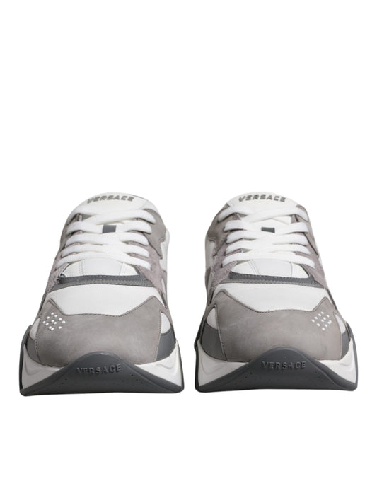 Zapatillas Versace Squalo de cuero gris, neopreno y suela gruesa bajas
