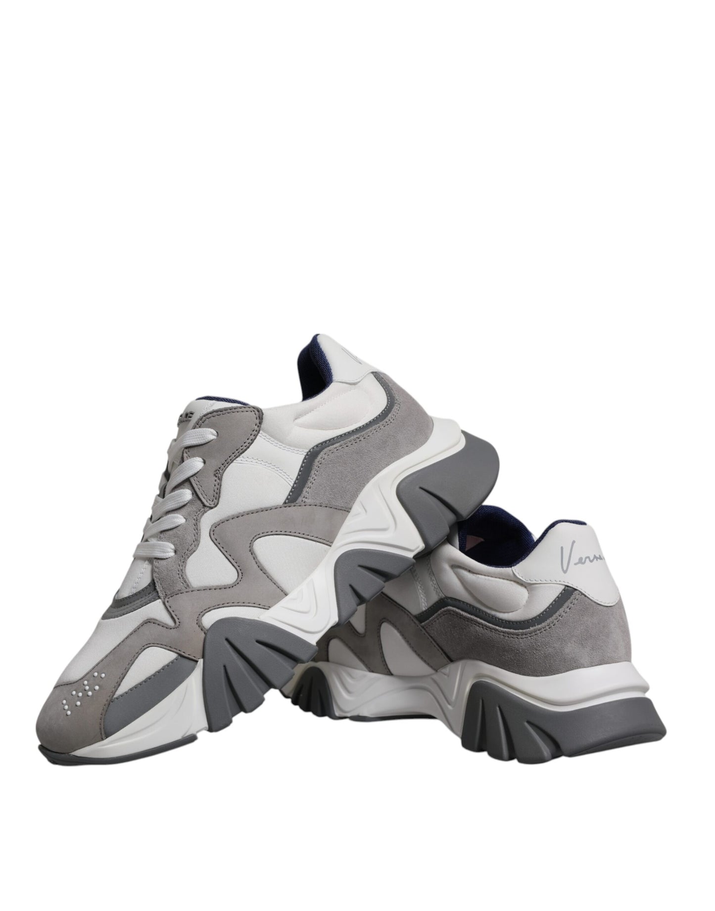 Zapatillas Versace Squalo de cuero gris, neopreno y suela gruesa bajas