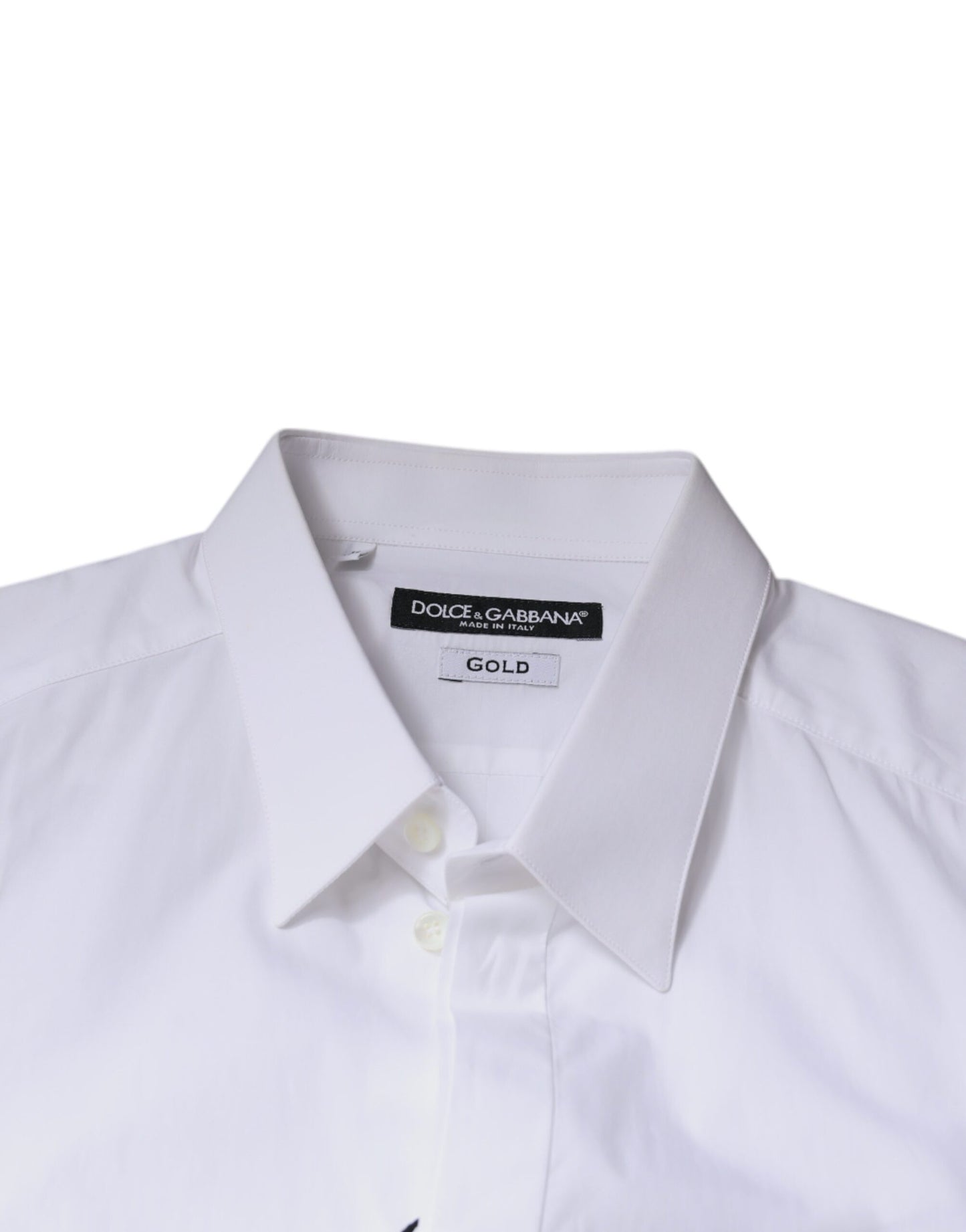 Camisa de vestir formal para hombre Dolce & Gabbana de algodón blanco con logo GOLD