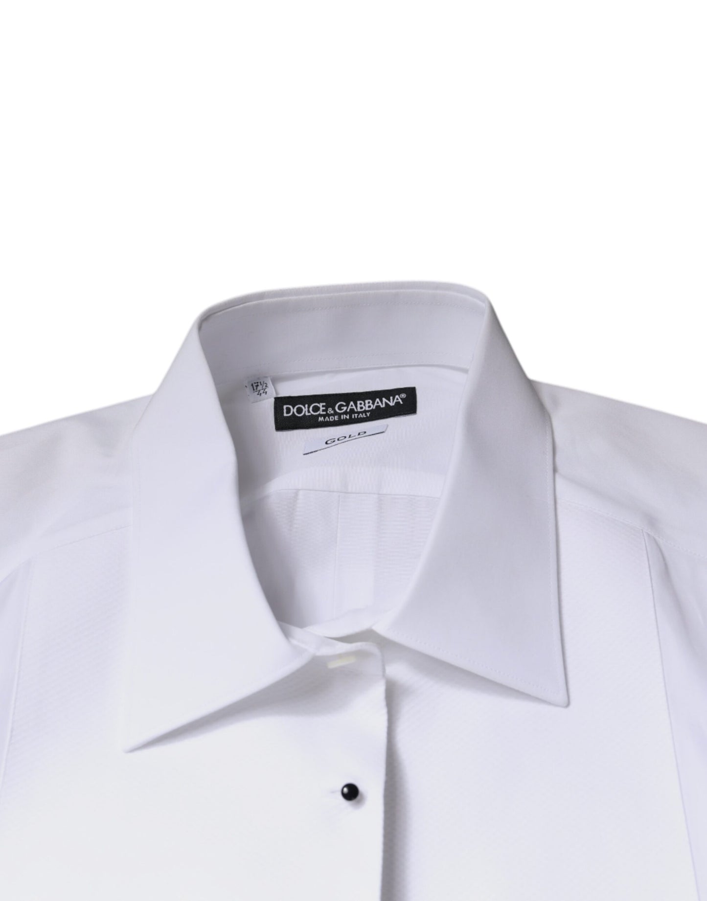 Camisa Formal de Algodón Popelín Blanca con Pechera Dorada Dolce & Gabbana