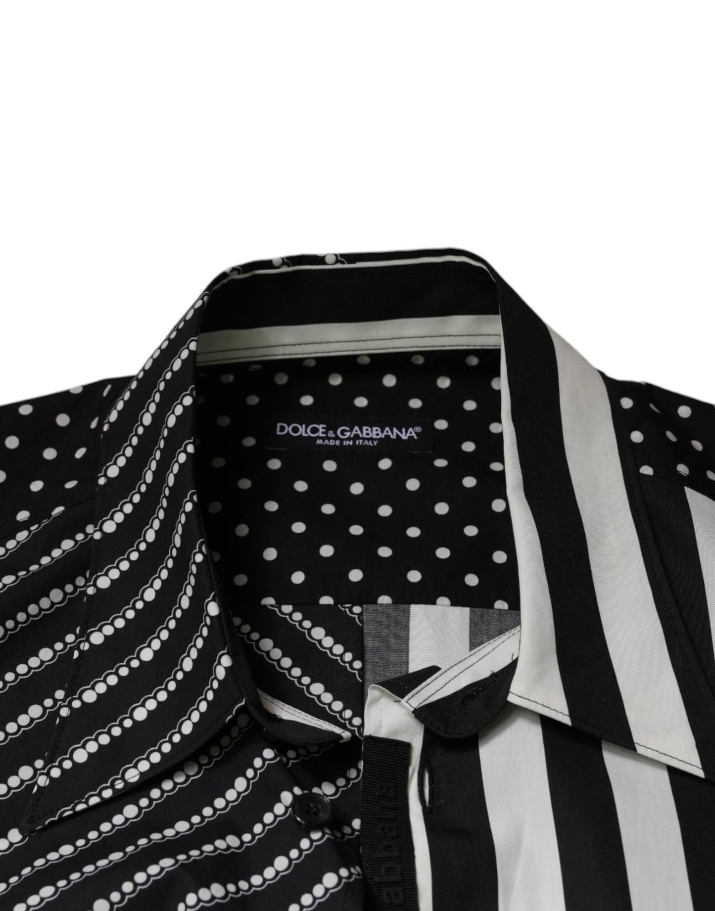 Camisa Casual de Rayas Blancas y Negras con Botones Dolce & Gabbana