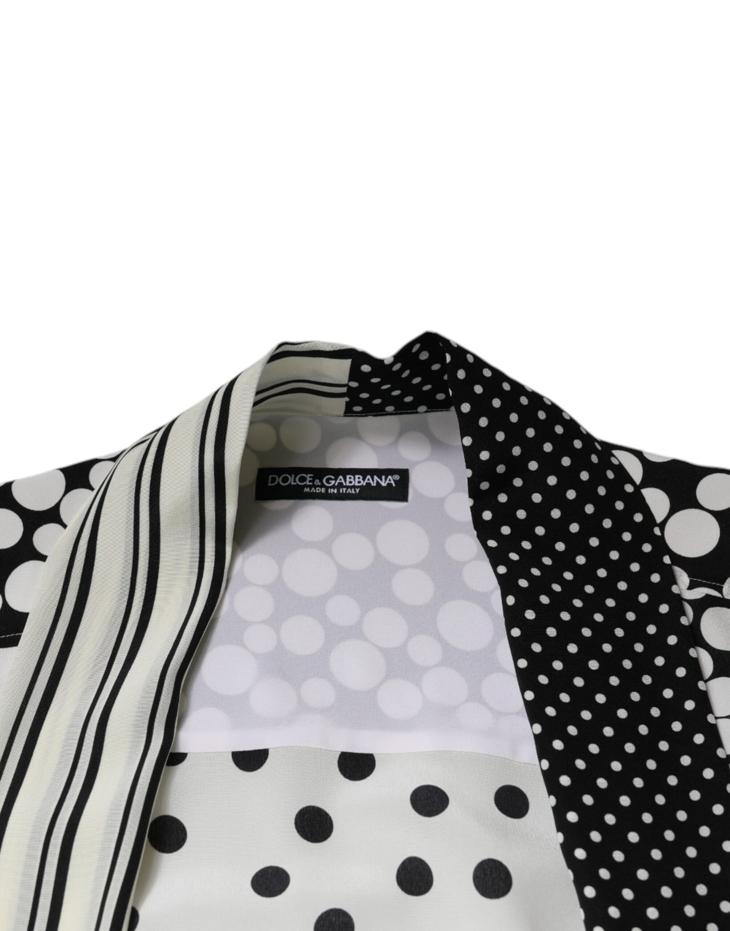 Camisa casual de seda Dolce & Gabbana de lunares negros y blancos para hombre