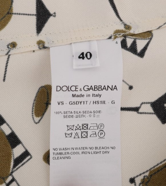 Camisa Dolce & Gabbana de seda blanca con estampado motivo JAZZ
