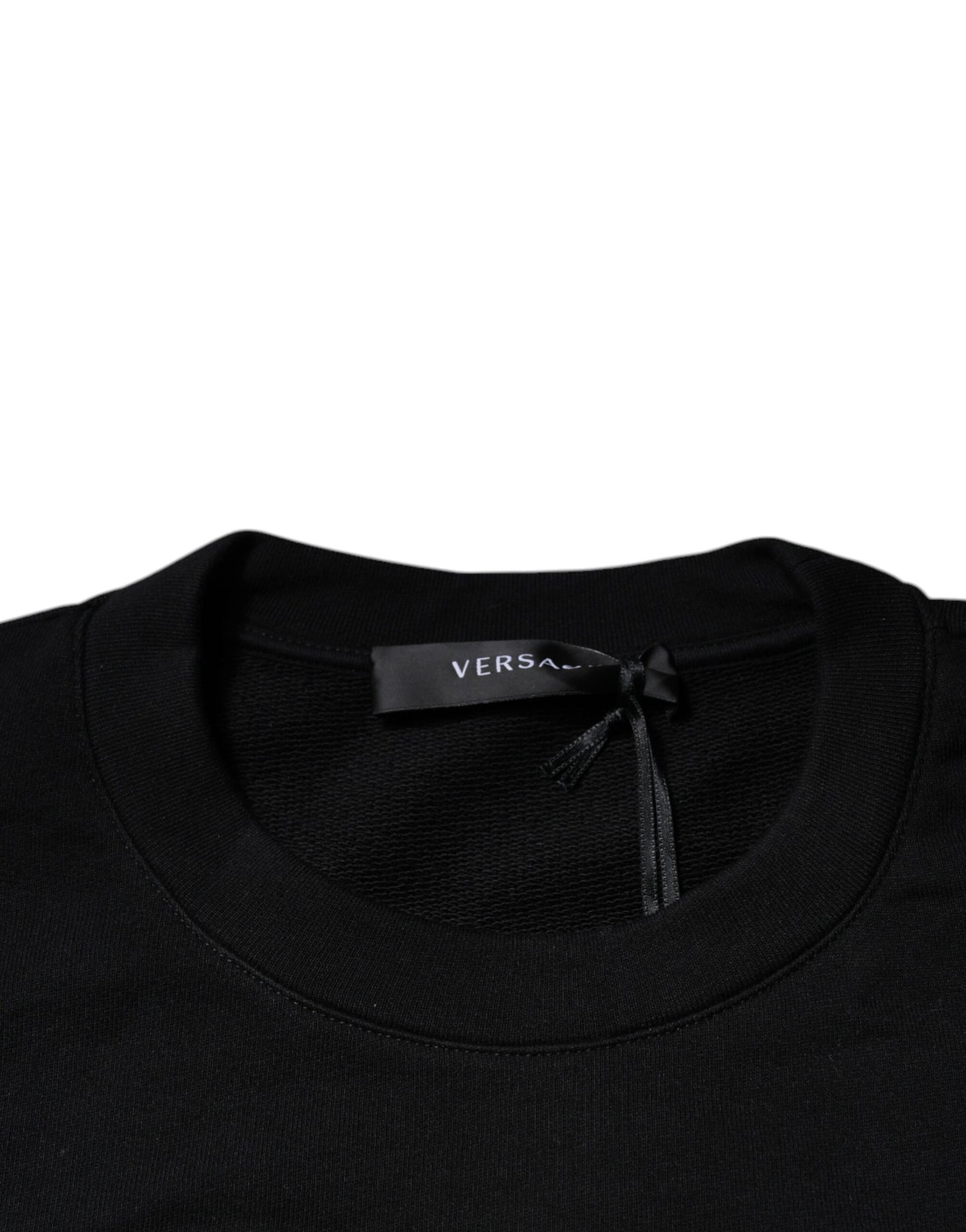 Black Versace Jersey with Medusa Embroidery and Round Neck