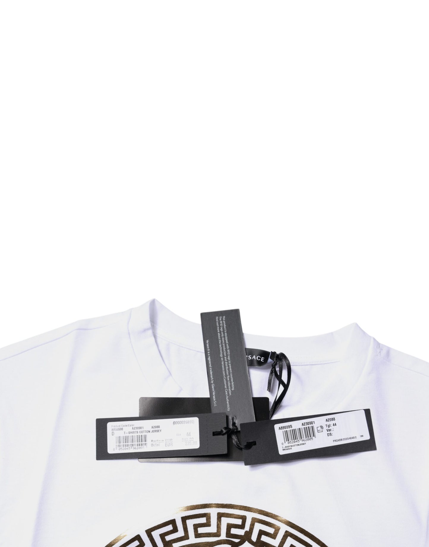 Camiseta de cuello redondo de algodón con estampado Medusa blanca de Versace