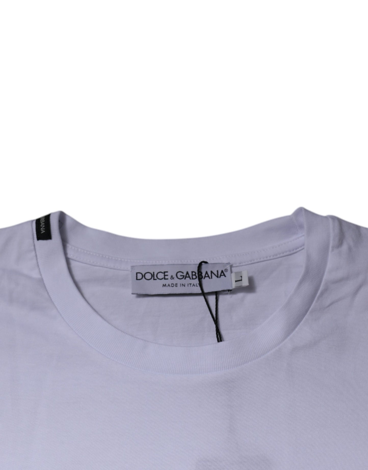 Dolce & Gabbana Camiseta de Algodón con Cuello Redondo de Leopardo Blanco y Rojo