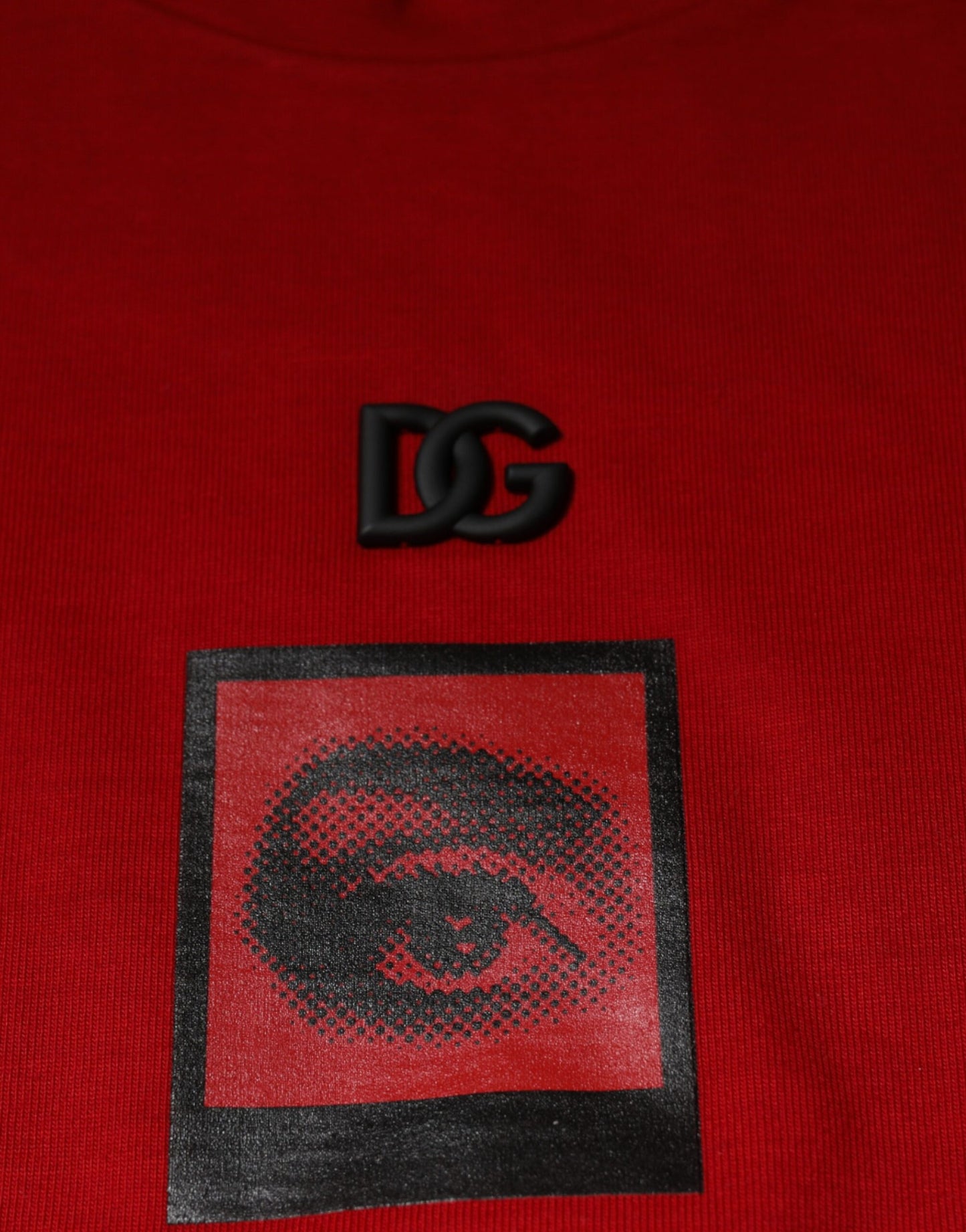 Camiseta de algodón de cuello redondo con el ojo DG en rojo de Dolce & Gabbana
