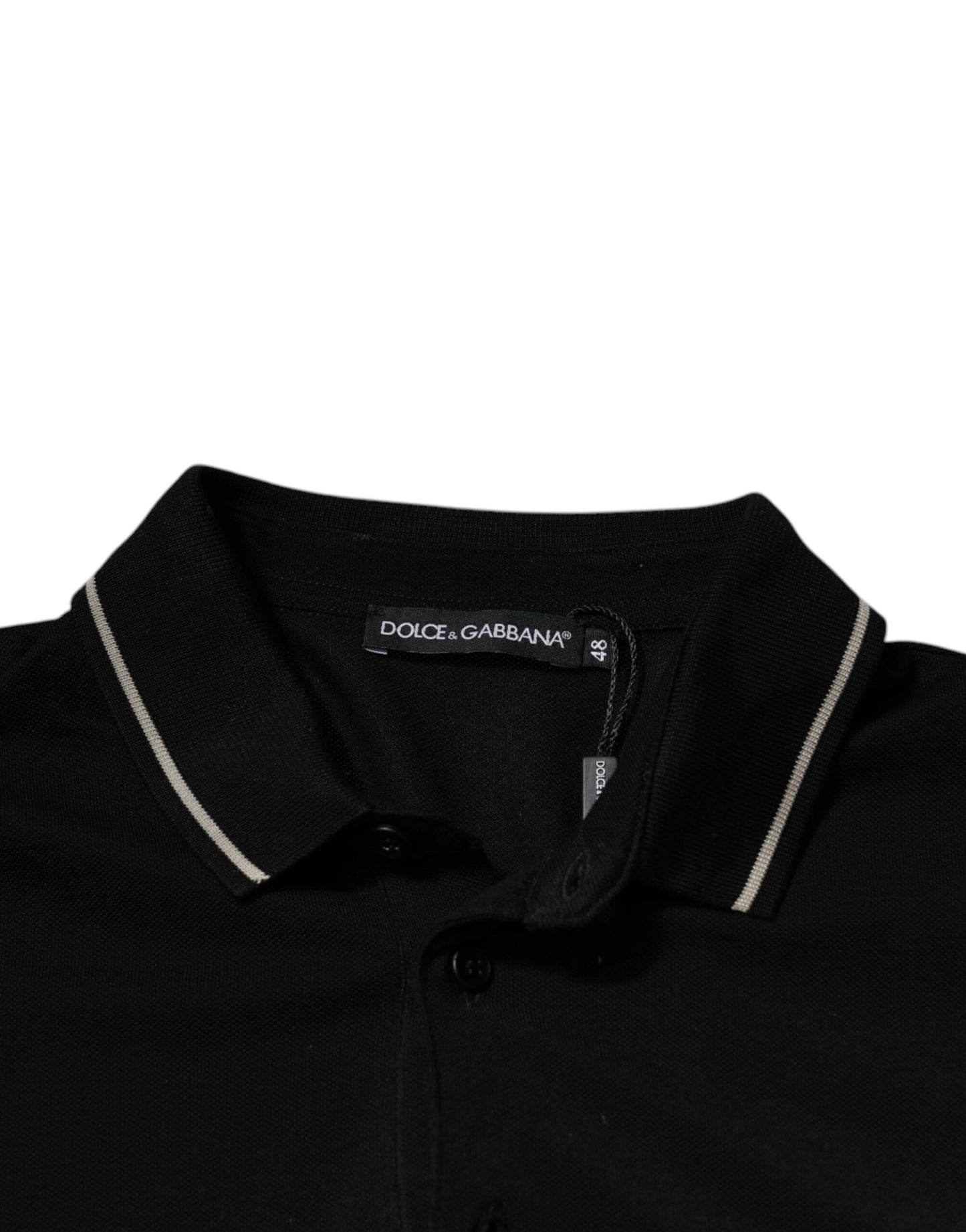 Polo Dolce & Gabbana de algodón blanco y negro con manga corta