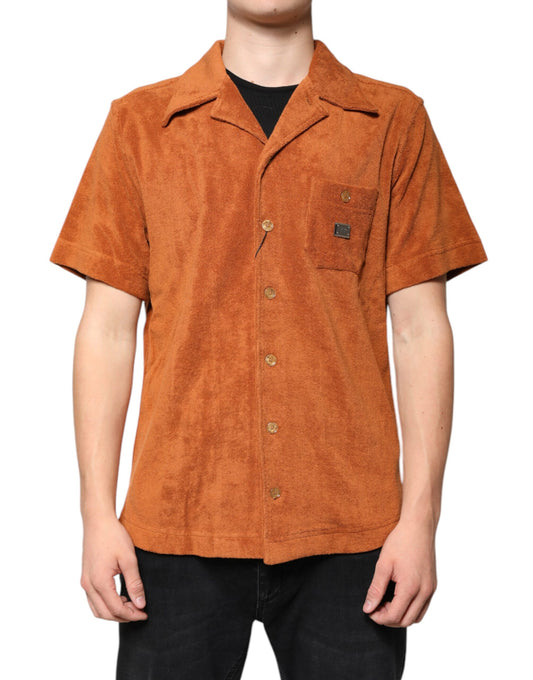 Camisa con cuello abotonado de terciopelo de algodón Dolce & Gabbana Hazel