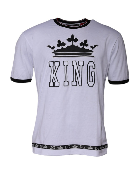 Camiseta de manga corta y cuello redondo de punto blanco de Dolce & Gabbana