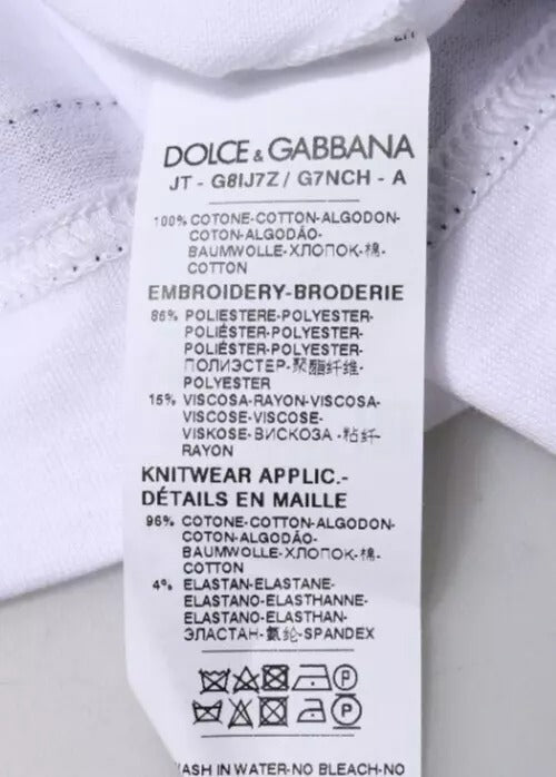 Camiseta de manga corta y cuello redondo de punto blanco de Dolce & Gabbana