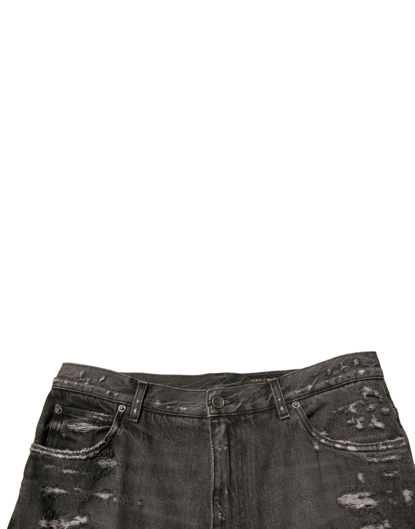 Vaqueros de hombre rectos de algodón gris y desgastado Dolce & Gabbana