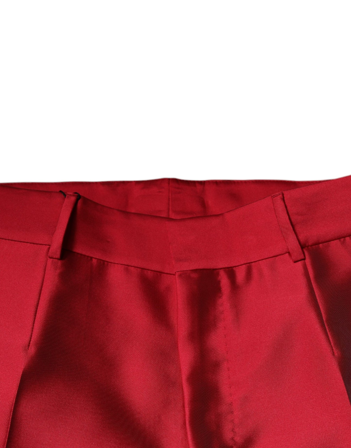Pantalón Formal Dolce & Gabbana de Seda Roja Corte Ajustado Talle Medio