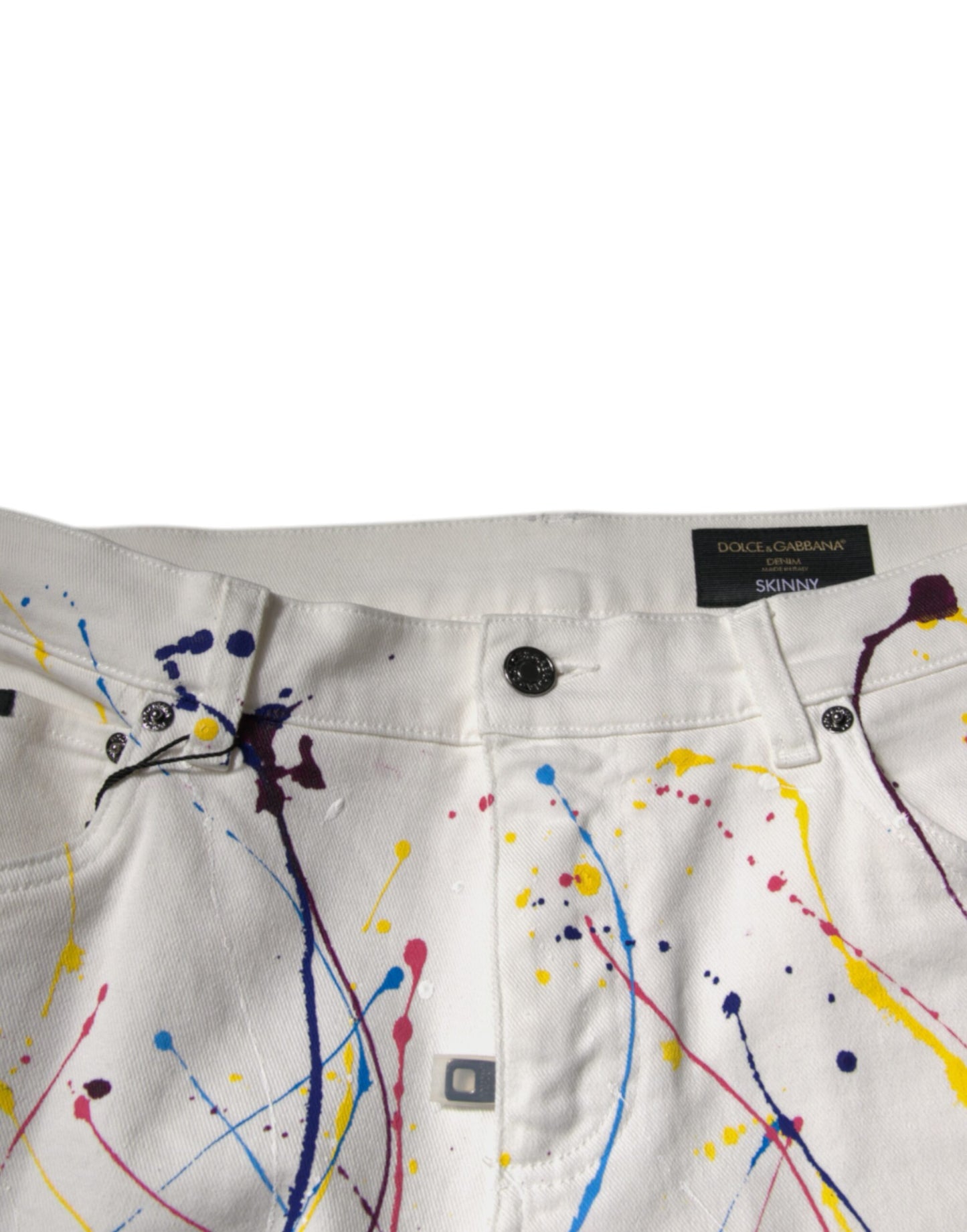 Dolce & Gabbana Vaqueros pitillo estampados Color Splash en blanco