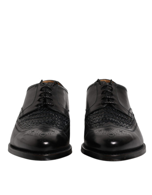 Zapatos de vestir formales Dolce & Gabbana Derby Wingtip con cordones de cuero negro