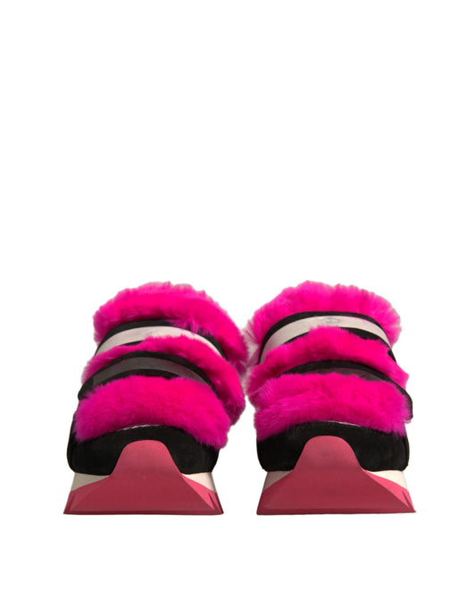 Zapatillas Dolce & Gabbana negras con ribete de piel rosa