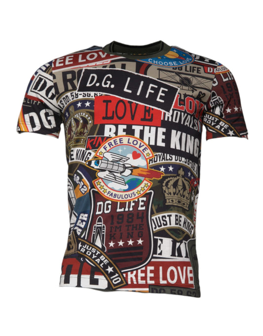Camiseta de algodón con cuello redondo y estampado gráfico multicolor Dolce & Gabbana