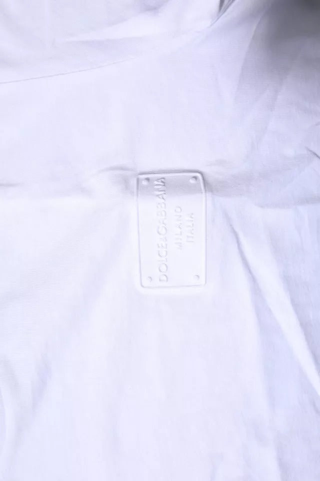 Camiseta de Algodón con Cuello Redondo y Placa de Logotipo Blanca Dolce & Gabbana