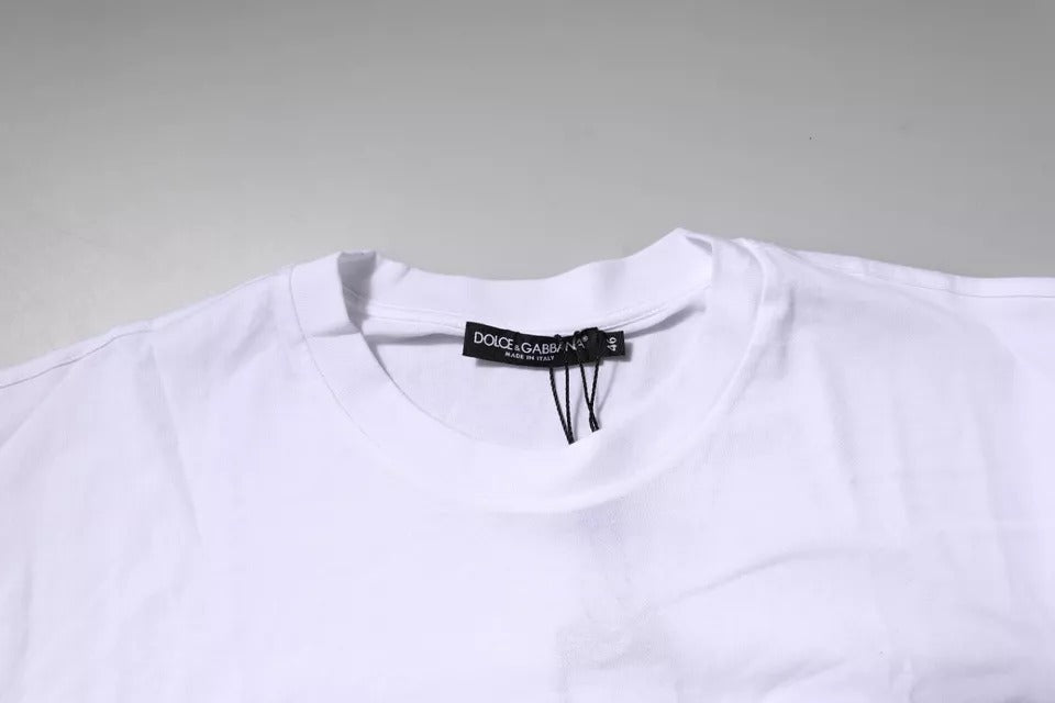 Camiseta Dolce & Gabbana de algodón blanca con cuello redondo y parche del logo