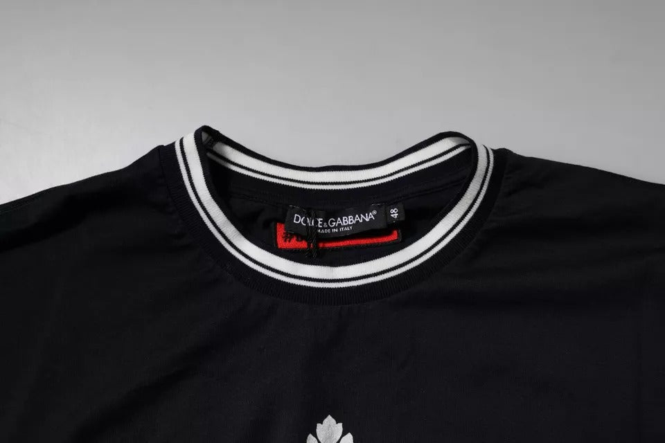 Camiseta Dolce & Gabbana de Algodón con Cuello Redondo y Corona con Logo Azul Oscuro