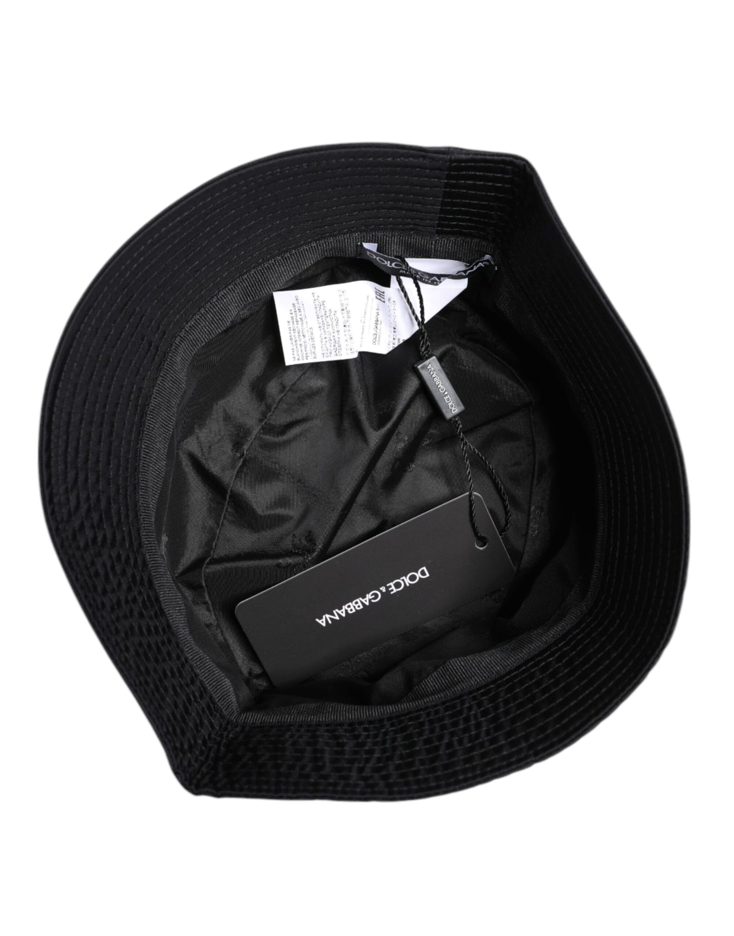 Sombrero de pescador de ala ancha de algodón negro de Dolce & Gabbana