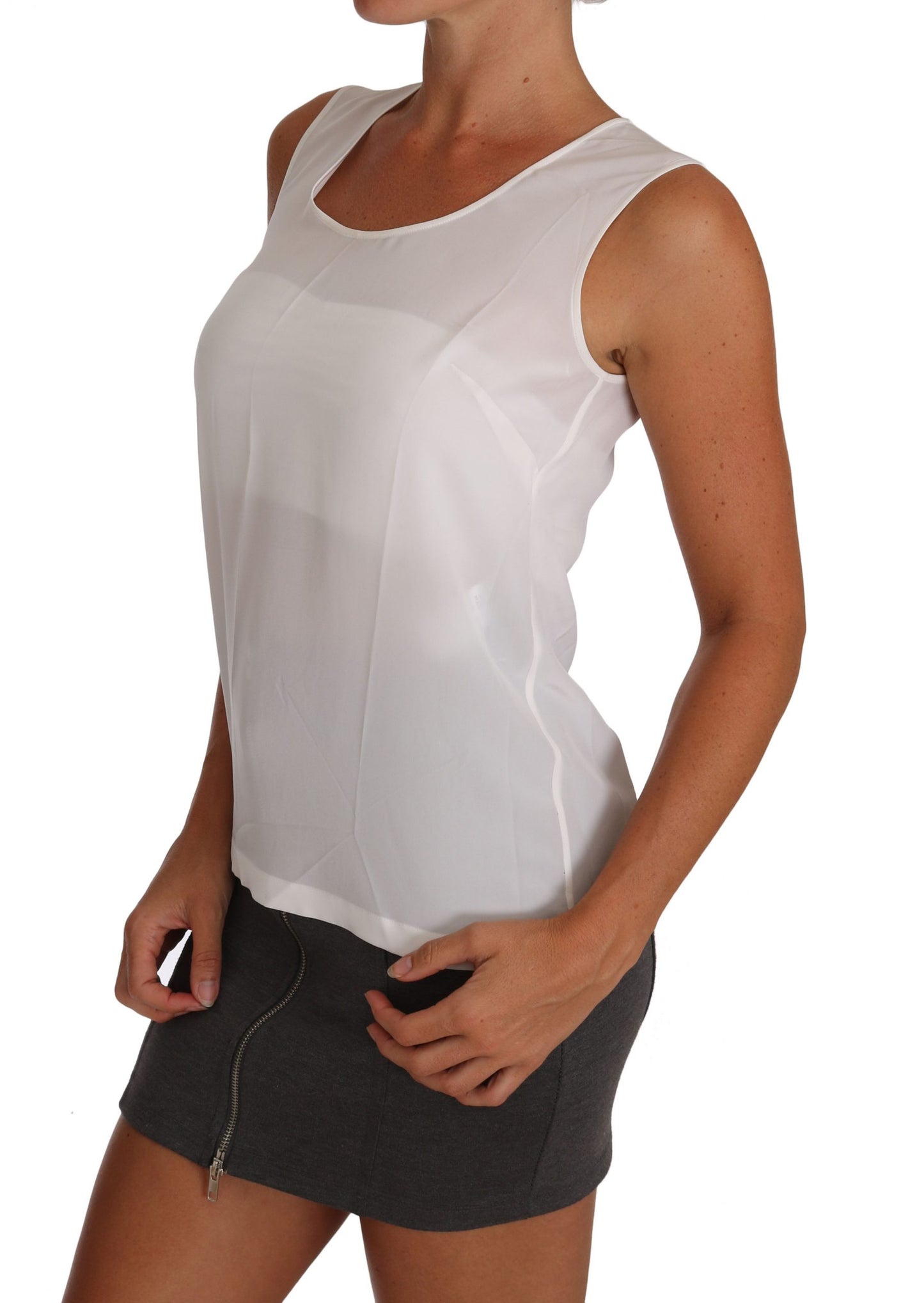 Dolce & Gabbana Blusa sin mangas acampanada de seda blanca