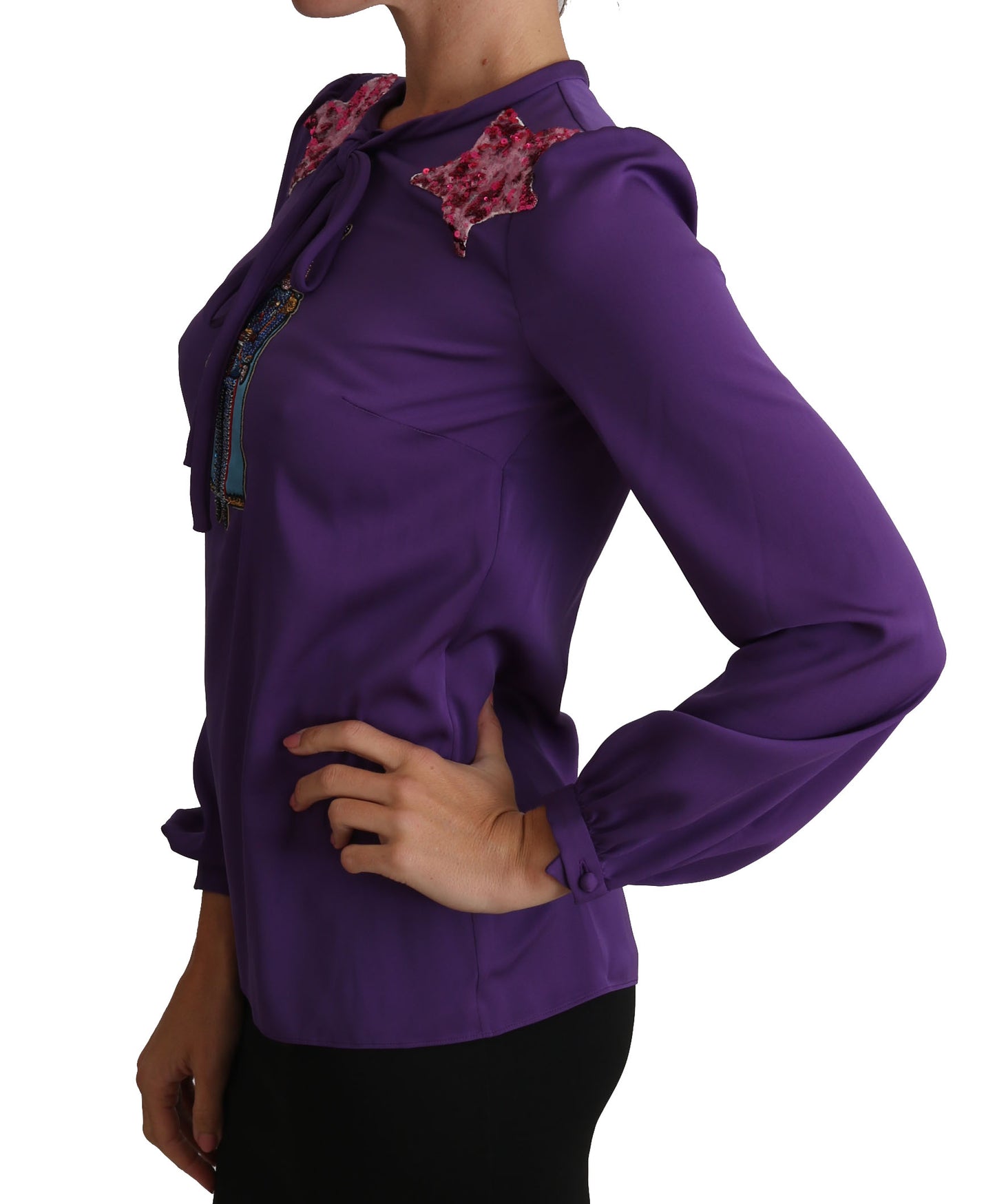 Blusa Morada Dolce & Gabbana Príncipe Cuento de Hadas Adornada Top