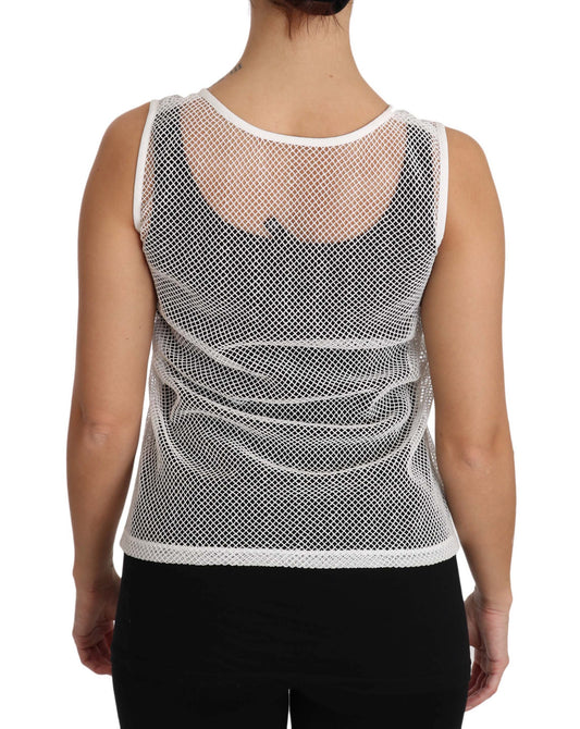Camiseta sin mangas transparente de red blanca Dolce & Gabbana
