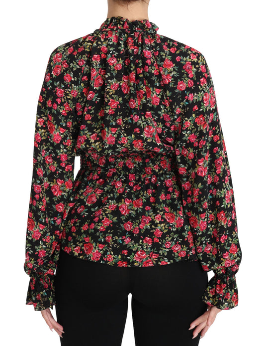 Dolce & Gabbana Blusa de camisa floral con estampado de rosas negras
