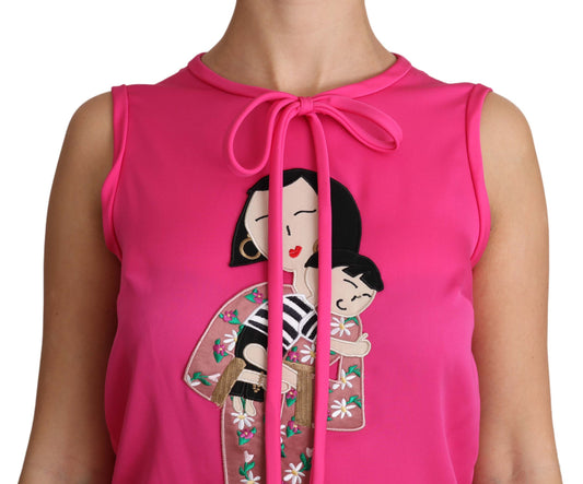 Dolce & Gabbana Camiseta de tirantes de seda rosa familiar Camisa blusa mamá