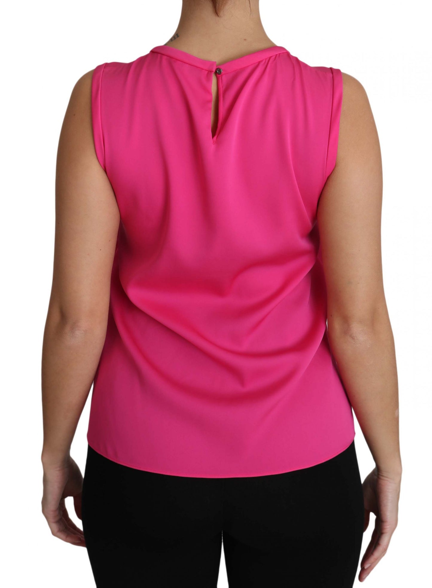 Dolce & Gabbana Camiseta de tirantes de seda rosa familiar Camisa blusa mamá