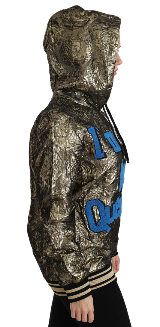 Sudadera con capucha dorada de jacquard "Im The Queen" de Dolce & Gabbana