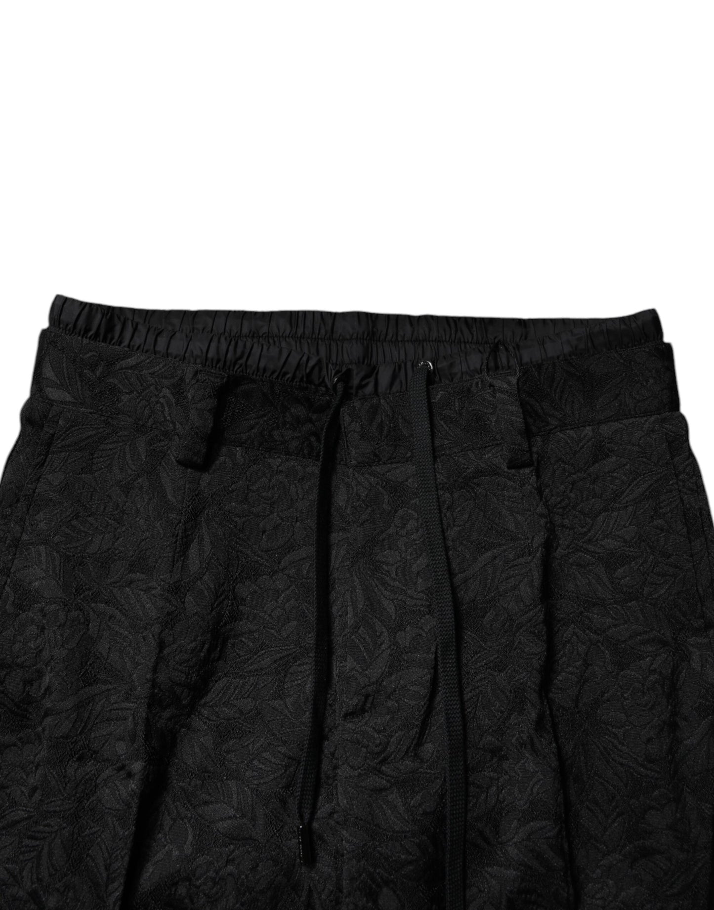 Dolce & Gabbana Pantalones de Vestir Ajustados de Brocado Negro de Poliéster