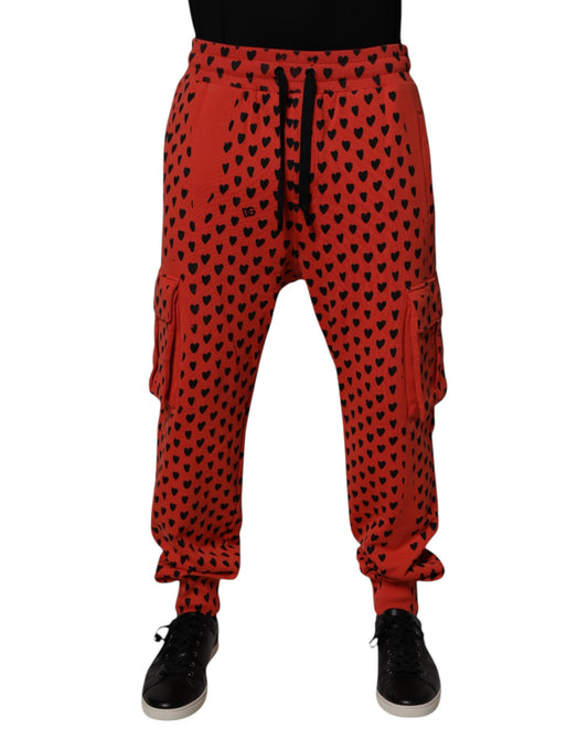 Dolce & Gabbana Red Hearts Cargo Jogger Pantalones de chándal para hombre
