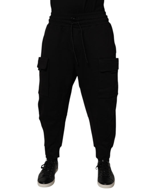 Dolce & Gabbana Pantalones de Chándal Cargo Jogger de Algodón Negro para Hombre