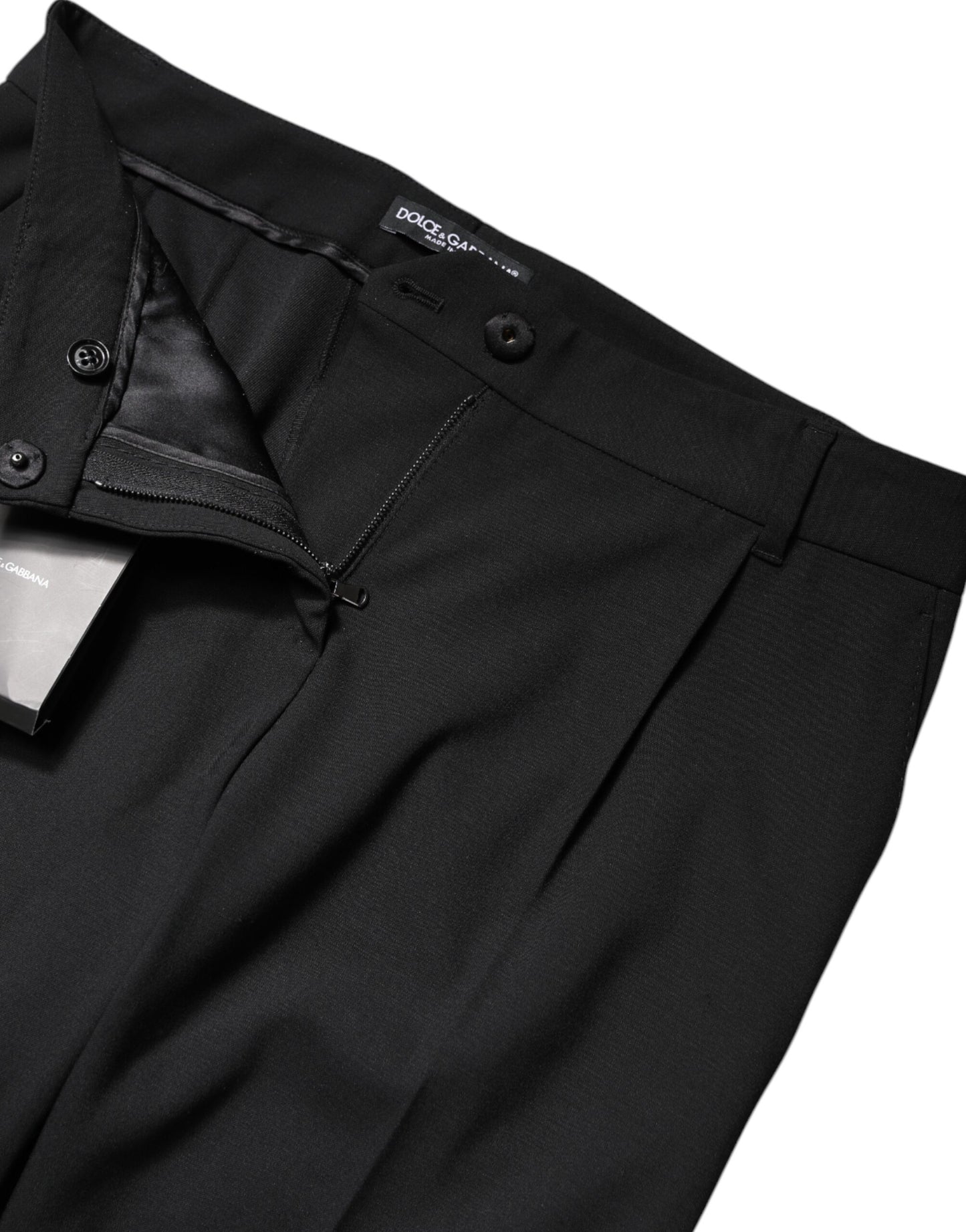 Pantalón de vestir Dolce & Gabbana de lana negro de tiro alto y corte de bota