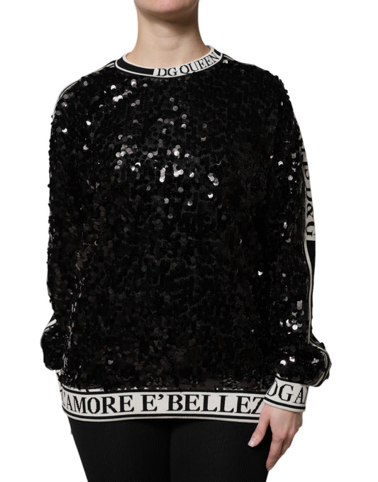 Suéter Dolce & Gabbana negro DG Queen de lentejuelas